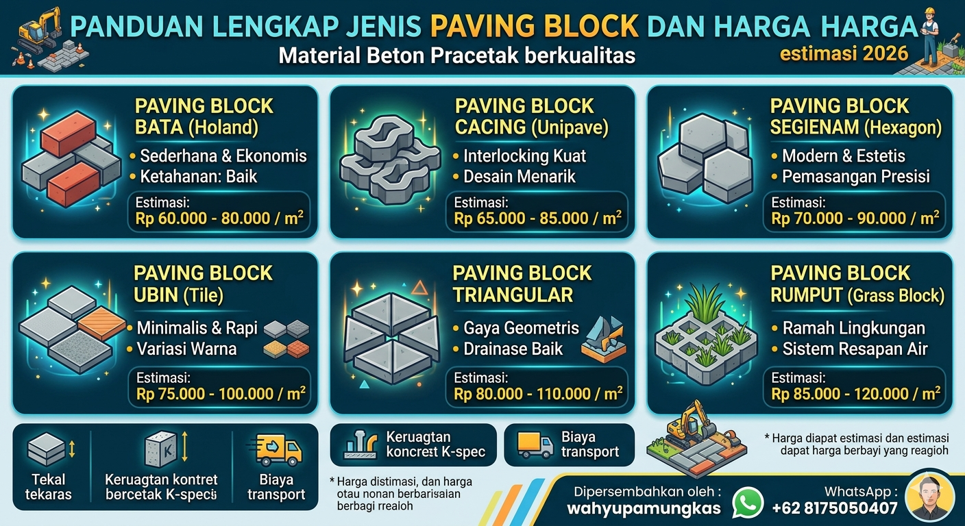 Jenis Paving Block dan Harganya: Panduan Lengkap Material Beton Pracetak 2026
